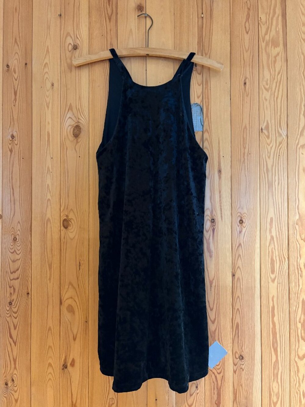 Whimsygoth Black Crush Velvet High Neck Mini Dress